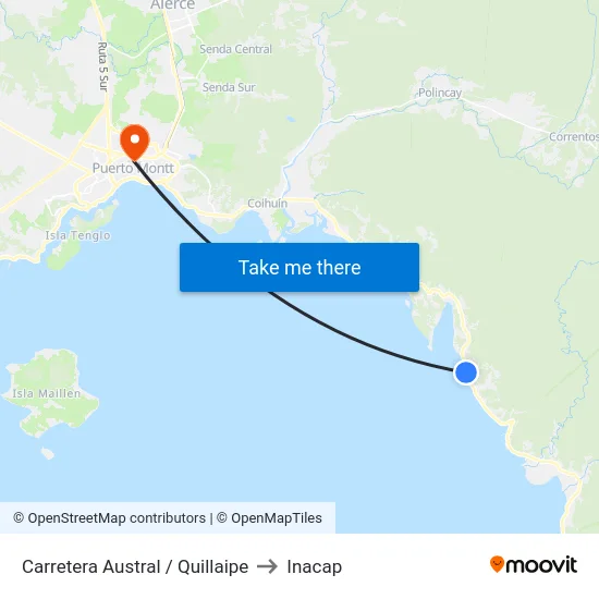 Carretera Austral / Quillaipe to Inacap map