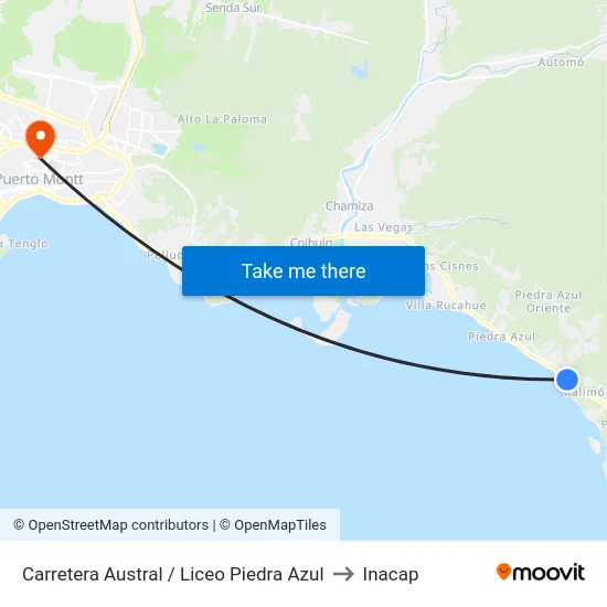Carretera Austral / Liceo Piedra Azul to Inacap map