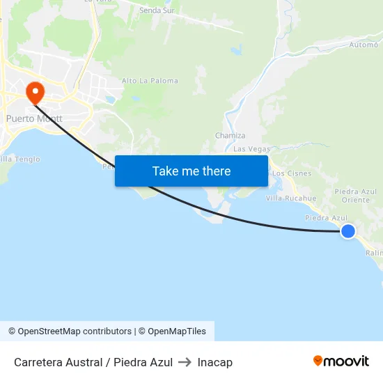 Carretera Austral / Piedra Azul to Inacap map