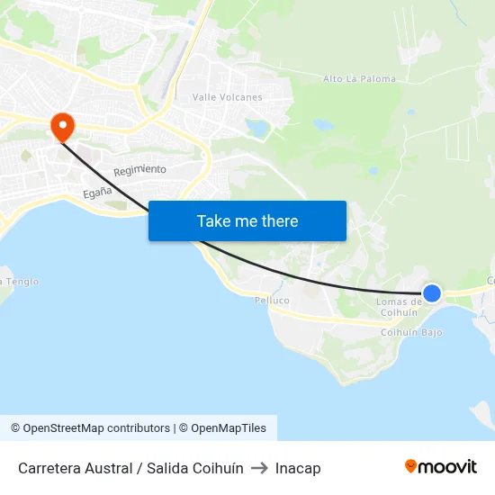 Carretera Austral / Salida Coihuín to Inacap map