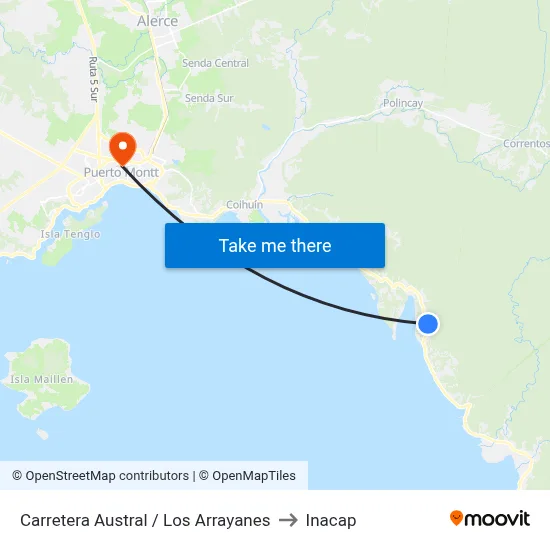 Carretera Austral / Los Arrayanes to Inacap map