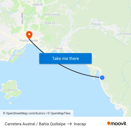 Carretera Austral / Bahía Quillaipe to Inacap map