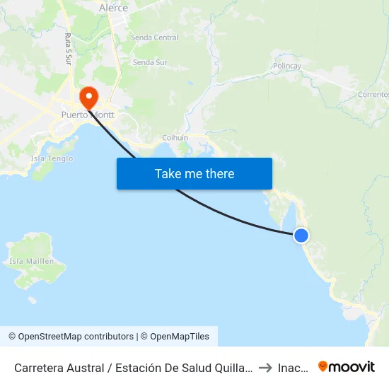 Carretera Austral / Estación De Salud Quillaipe to Inacap map