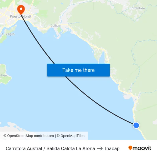 Carretera Austral / Salida Caleta La Arena to Inacap map