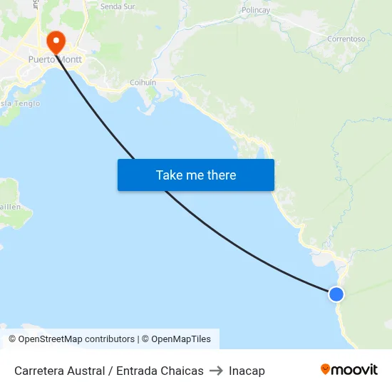 Carretera Austral / Entrada Chaicas to Inacap map