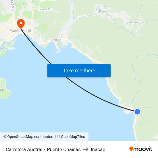 Carretera Austral / Puente Chaicas to Inacap map