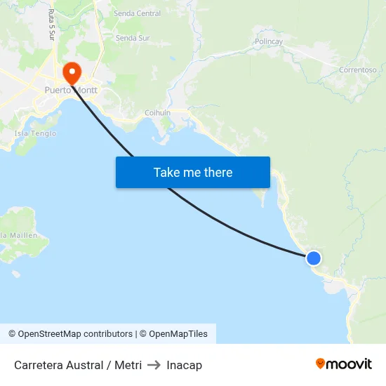 Carretera Austral / Metri to Inacap map