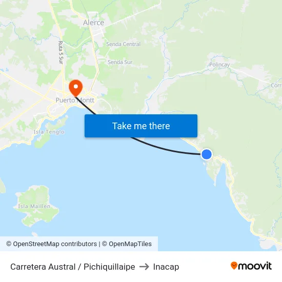 Carretera Austral / Pichiquillaipe to Inacap map