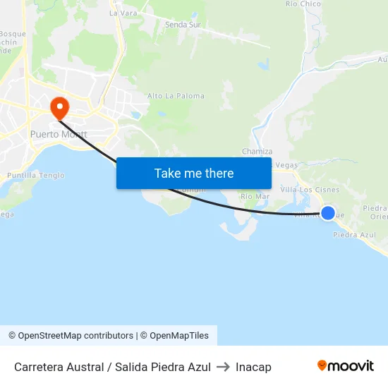 Carretera Austral / Salida Piedra Azul to Inacap map