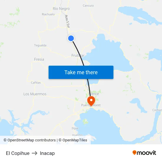El Copihue to Inacap map