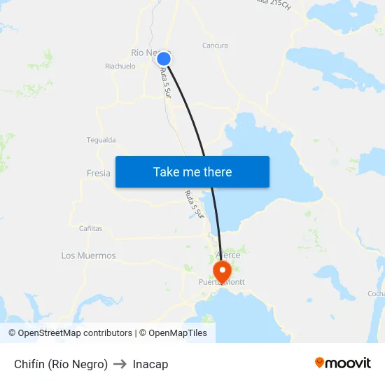 Chifín (Río Negro) to Inacap map