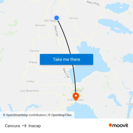 Cancura to Inacap map