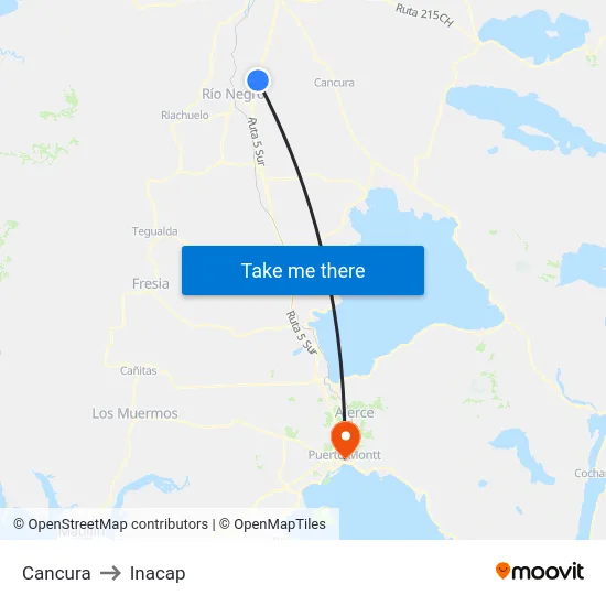 Cancura to Inacap map