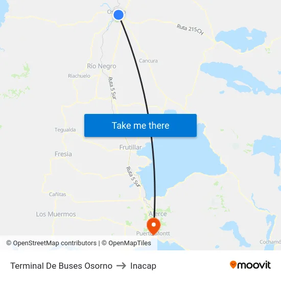 Terminal De Buses Osorno to Inacap map