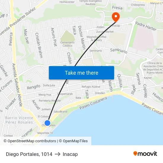 Diego Portales, 1014 to Inacap map