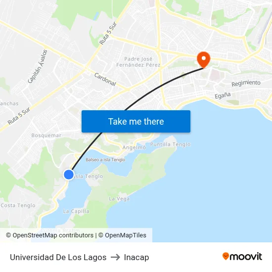 Universidad De Los Lagos to Inacap map