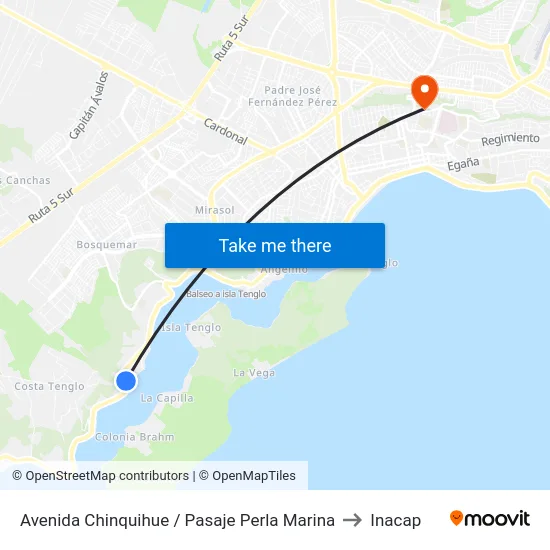 Avenida Chinquihue / Pasaje Perla Marina to Inacap map