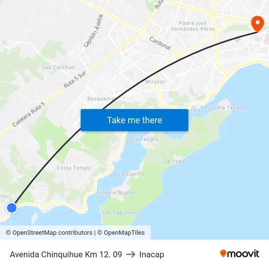 Avenida Chinquihue Km 12. 09 to Inacap map