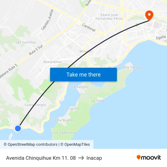 Avenida Chinquihue Km 11. 08 to Inacap map
