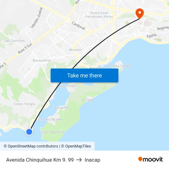 Avenida Chinquihue Km 9. 99 to Inacap map