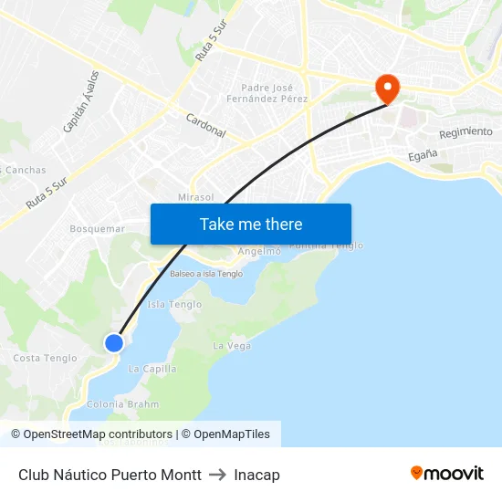 Club Náutico Puerto Montt to Inacap map
