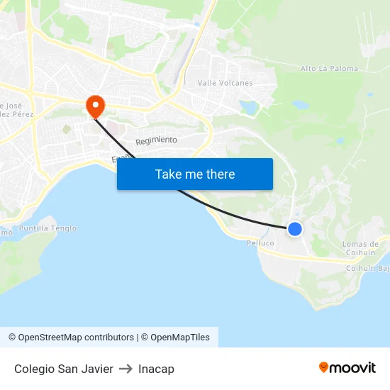 Colegio San Javier to Inacap map