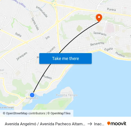 Avenida Angelmó / Avenida Pacheco Altamirano to Inacap map
