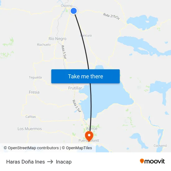 Haras Doña Ines to Inacap map