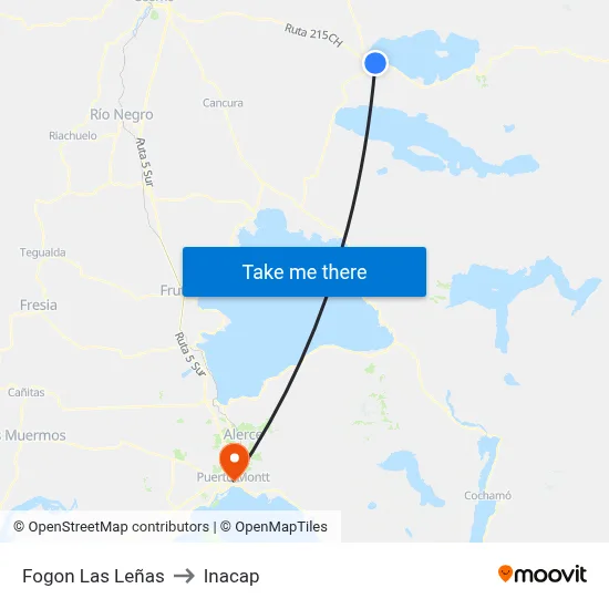 Fogon Las Leñas to Inacap map