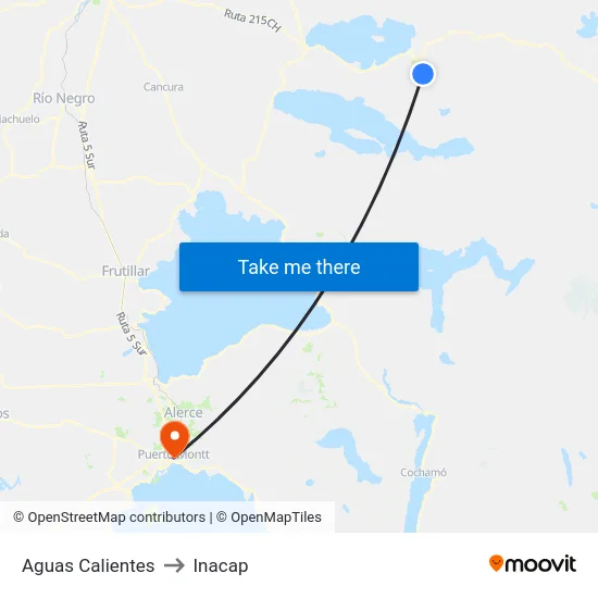Aguas Calientes to Inacap map