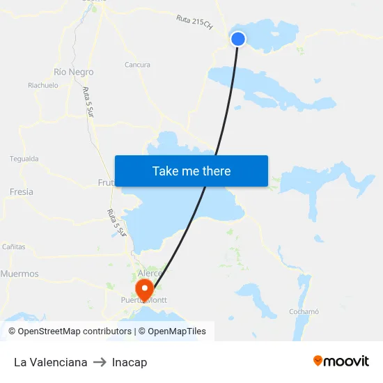 La Valenciana to Inacap map
