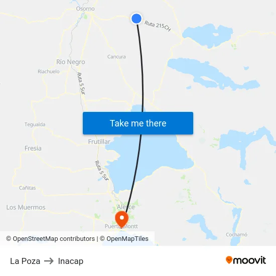 La Poza to Inacap map