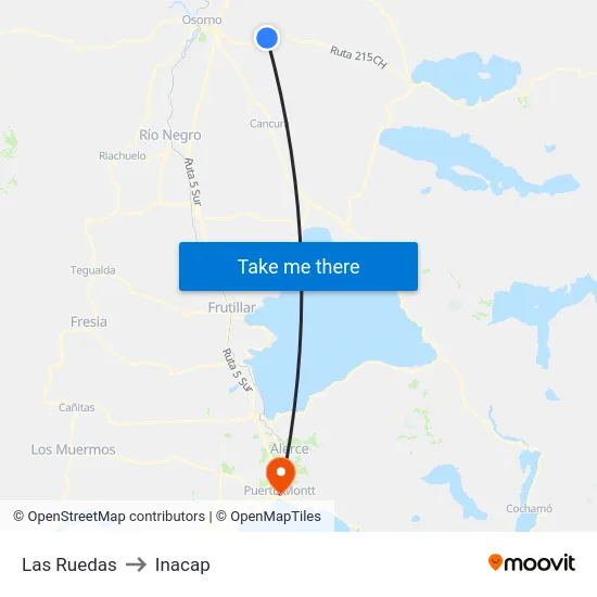 Las Ruedas to Inacap map