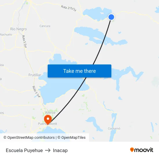 Escuela Puyehue to Inacap map