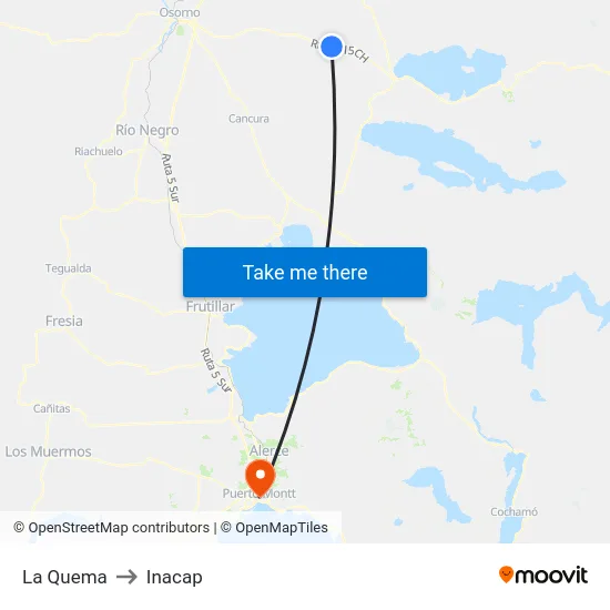 La Quema to Inacap map