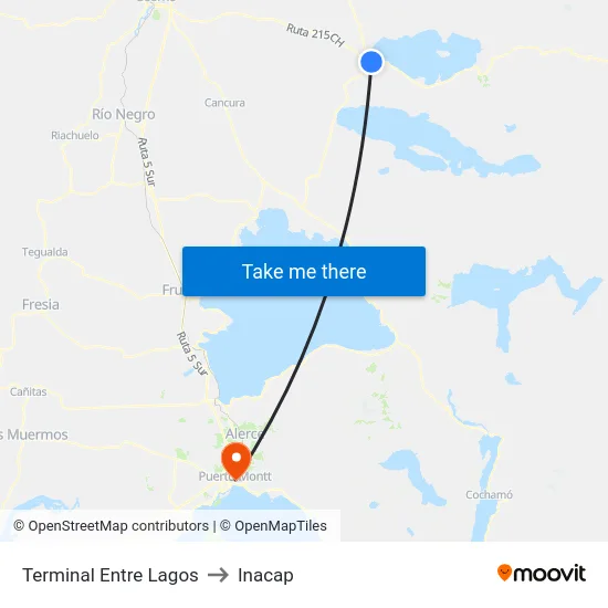 Terminal Entre Lagos to Inacap map