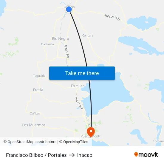 Francisco Bilbao / Portales to Inacap map