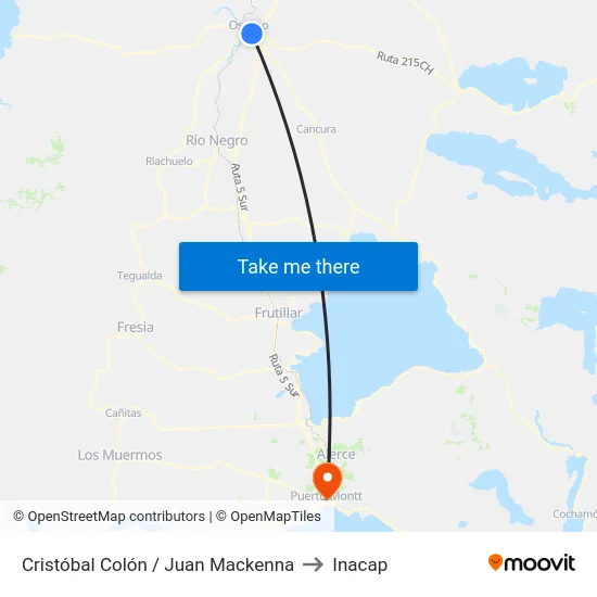 Cristóbal Colón / Juan Mackenna to Inacap map