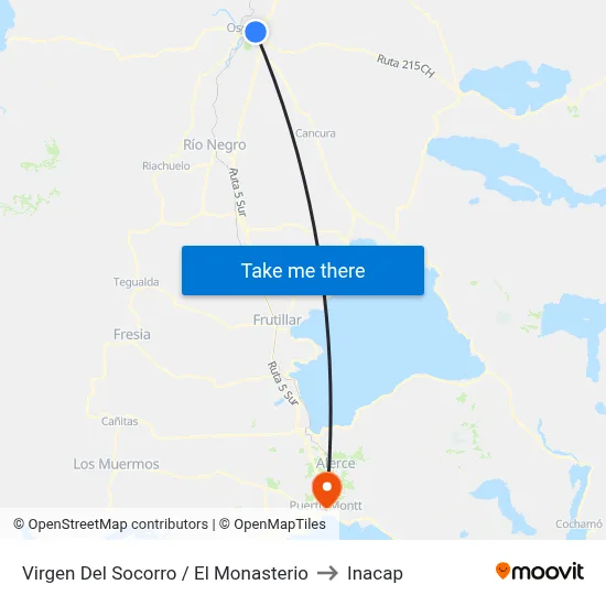 Virgen Del Socorro / El Monasterio to Inacap map