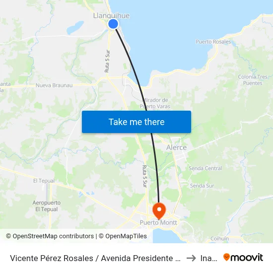 Vicente Pérez Rosales / Avenida Presidente Jorge Alessandri to Inacap map