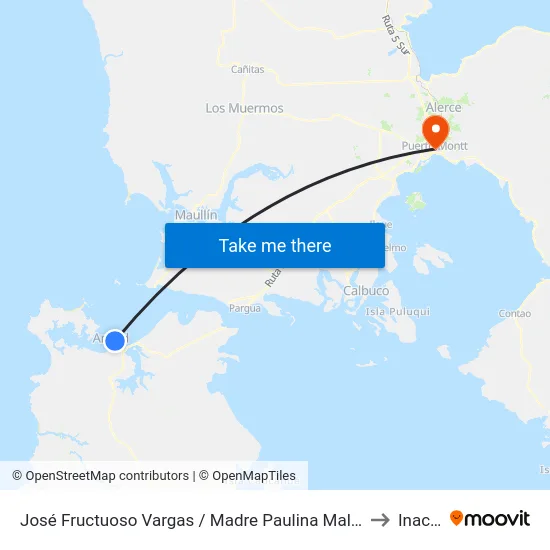 José Fructuoso Vargas / Madre Paulina Mallinckrodt to Inacap map