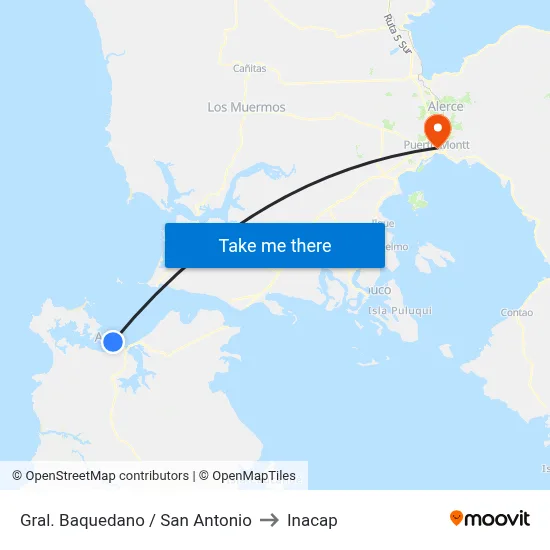 Gral. Baquedano / San Antonio to Inacap map