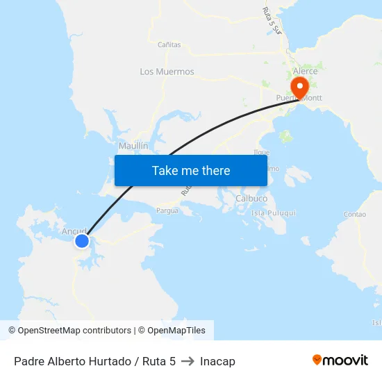 Padre Alberto Hurtado / Ruta 5 to Inacap map