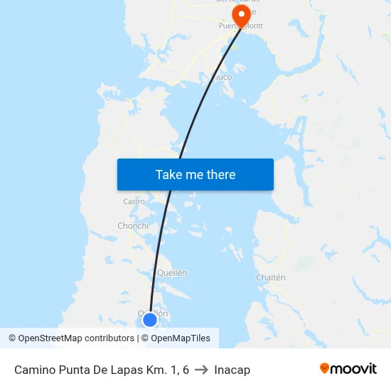 Camino Punta De Lapas Km. 1, 6 to Inacap map