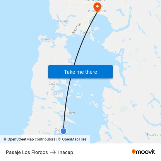 Pasaje Los Fiordos to Inacap map