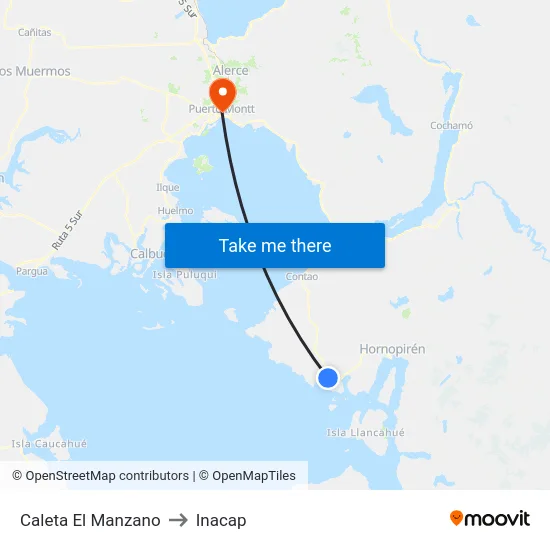 Caleta El Manzano to Inacap map
