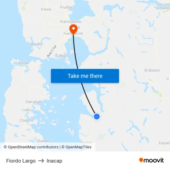 Fiordo Largo to Inacap map