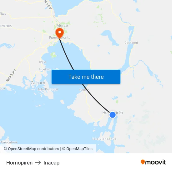 Hornopirén to Inacap map