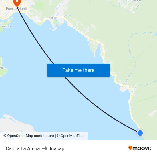 Caleta La Arena to Inacap map
