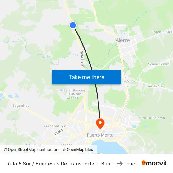 Ruta 5 Sur / Empresas De Transporte J. Bustamante to Inacap map